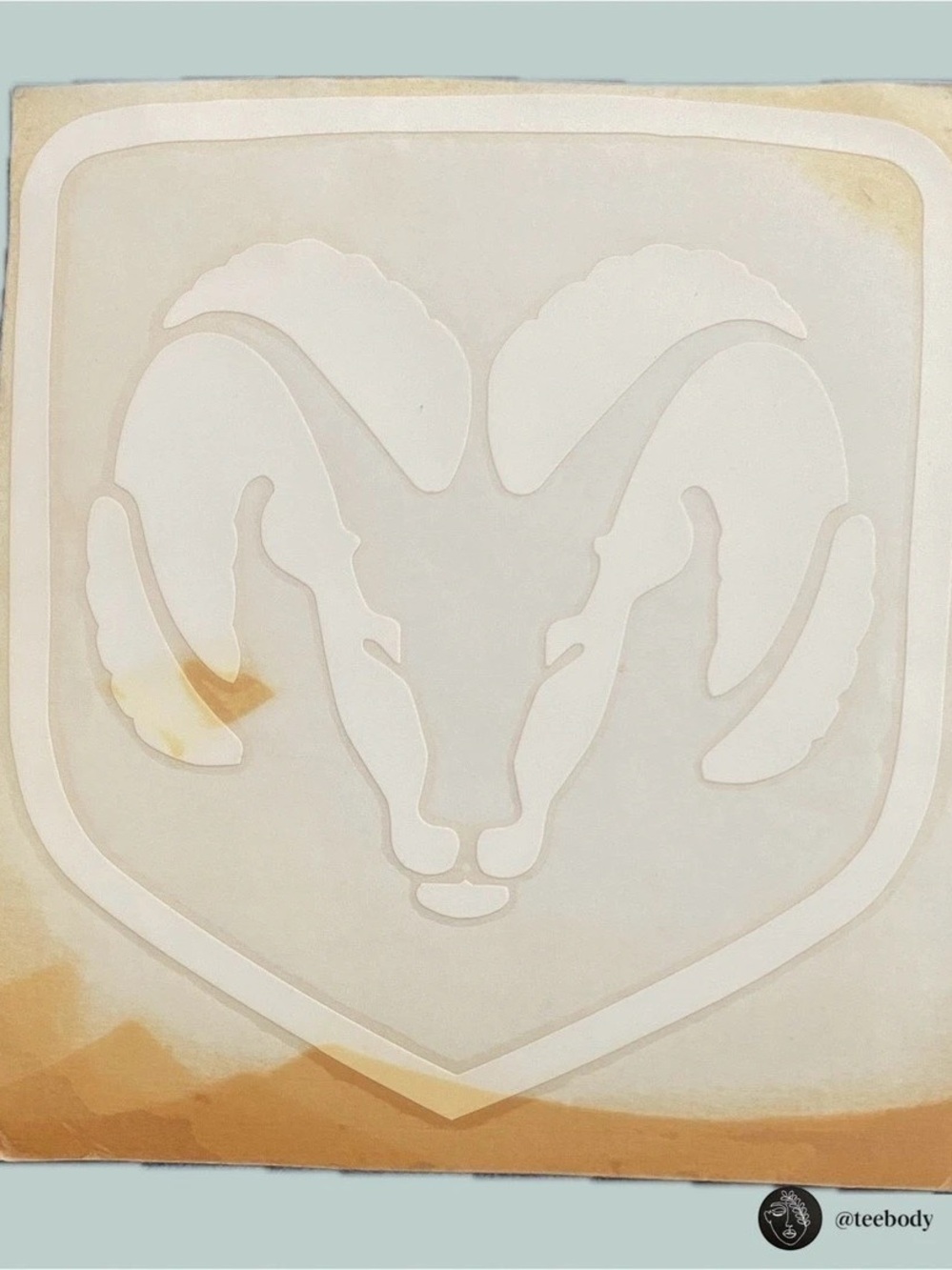 VTG NOS Dodge Ram Shield Decal 5.75x6.25 White Vinyl Truck Bed Window Sticker